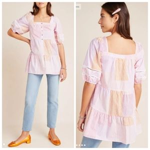 NWT Anthropologie Maeve Pink Gable Tiered Tunic